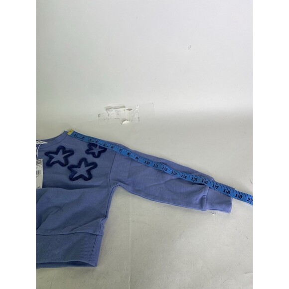 MNG by Mango Kids Blue Stars Cotton Long Sleeve Crop Sweatshirt Top Girls 5-6 - Picture 7 of 8